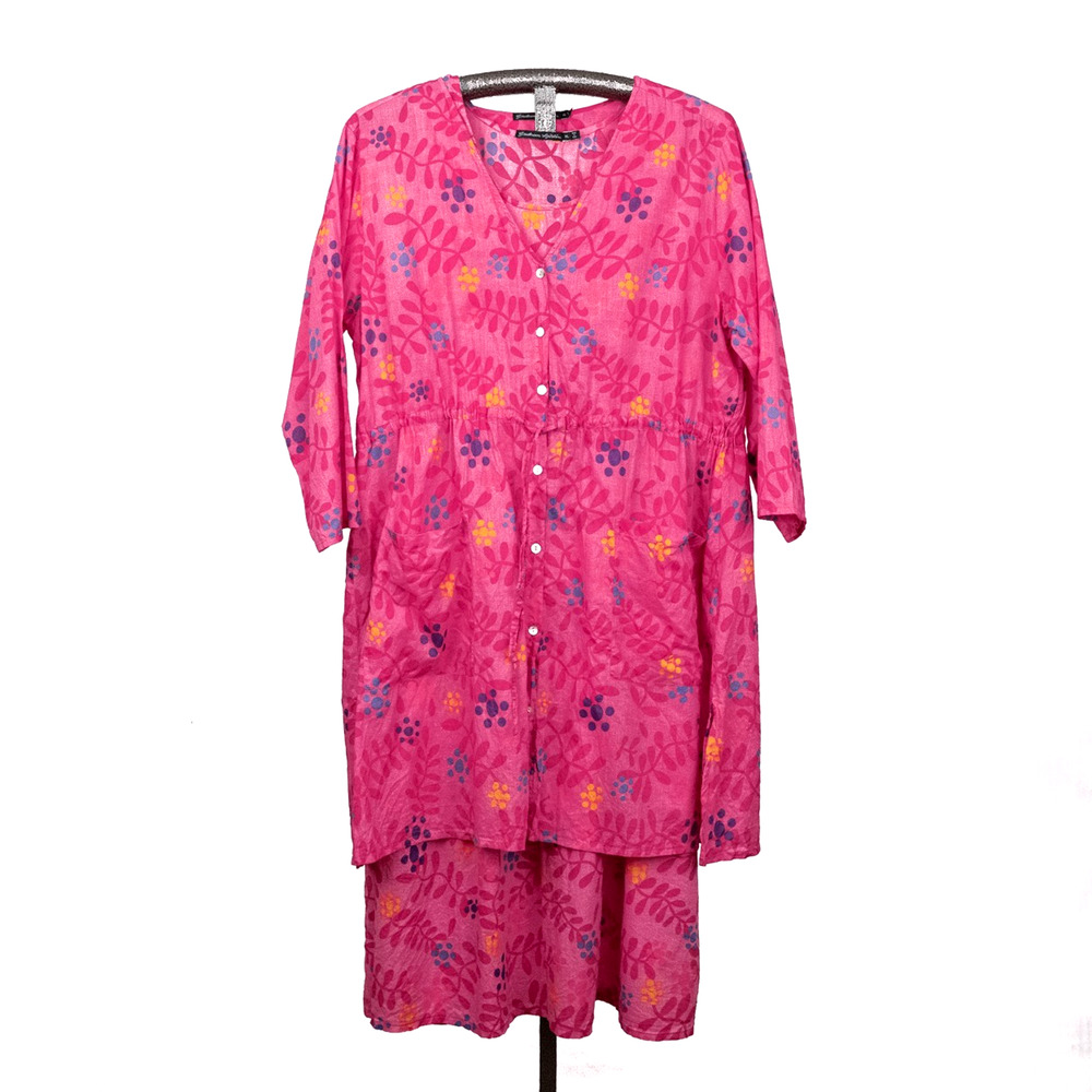 Gudrun Sjoden Colorful 2PC Layering Set XL Dress & XL Matching Top Dopamine Boho